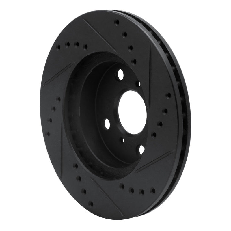 R1 01-03 Toyota Prius Front Left Drilled & Slotted Black Brake Rotor-Brake Rotors - Slot & Drilled-Grocery Getter Performance