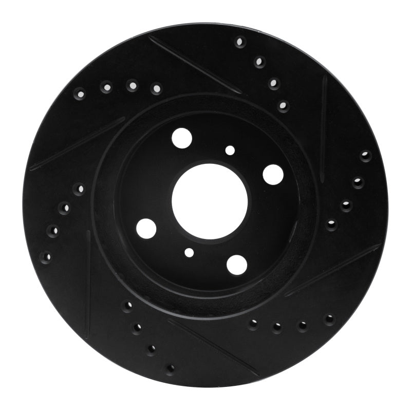 R1 01-03 Toyota Prius Front Left Drilled & Slotted Black Brake Rotor-Brake Rotors - Slot & Drilled-Grocery Getter Performance