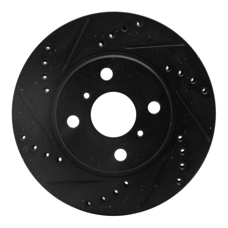 R1 01-03 Toyota Prius Front Left Drilled & Slotted Black Brake Rotor-Brake Rotors - Slot & Drilled-Grocery Getter Performance