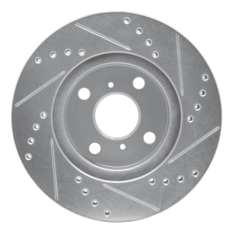 R1 01-03 Toyota Prius Front Left Drilled & Slotted Silver Brake Rotor-Brake Rotors - Slot & Drilled-Grocery Getter Performance
