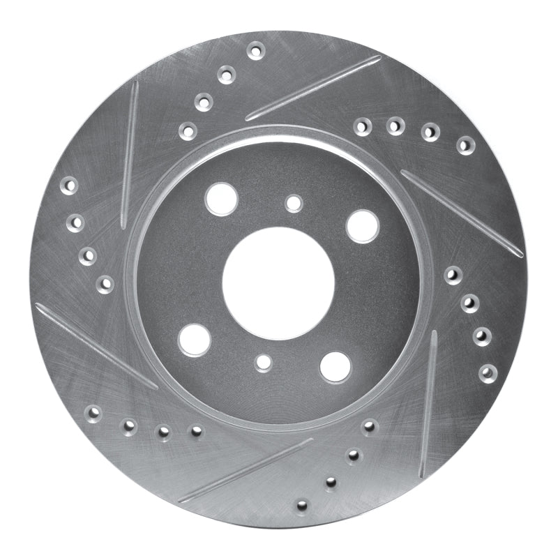R1 01-03 Toyota Prius Front Left Drilled & Slotted Silver Brake Rotor-Brake Rotors - Slot & Drilled-Grocery Getter Performance