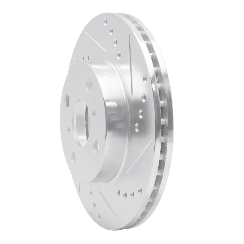 R1 01-03 Toyota Prius Front Right Drilled & Slotted Silver Brake Rotor-Brake Rotors - Slot & Drilled-Grocery Getter Performance