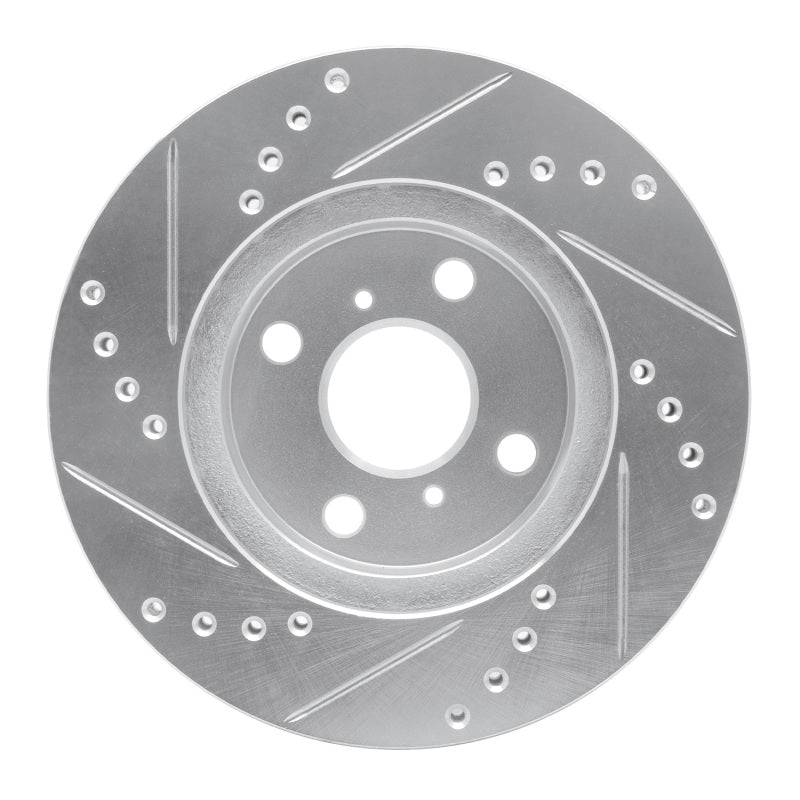 R1 01-03 Toyota Prius Front Right Drilled & Slotted Silver Brake Rotor-Brake Rotors - Slot & Drilled-Grocery Getter Performance