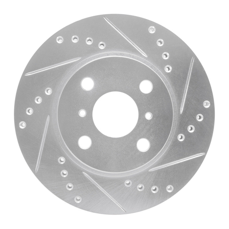 R1 01-03 Toyota Prius Front Right Drilled & Slotted Silver Brake Rotor-Brake Rotors - Slot & Drilled-Grocery Getter Performance