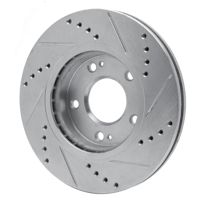 R1 01-05 Hyundai SANTA FE Front Left Drilled & Slotted Silver Brake Rotor-Brake Rotors - Slot & Drilled-Grocery Getter Performance