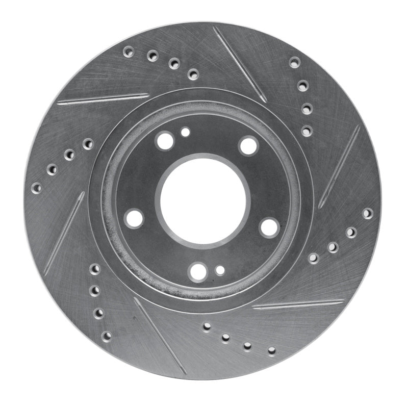 R1 01-05 Hyundai SANTA FE Front Left Drilled & Slotted Silver Brake Rotor-Brake Rotors - Slot & Drilled-Grocery Getter Performance
