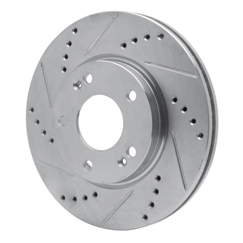 R1 01-05 Hyundai SANTA FE Front Left Drilled & Slotted Silver Brake Rotor-Brake Rotors - Slot & Drilled-Grocery Getter Performance