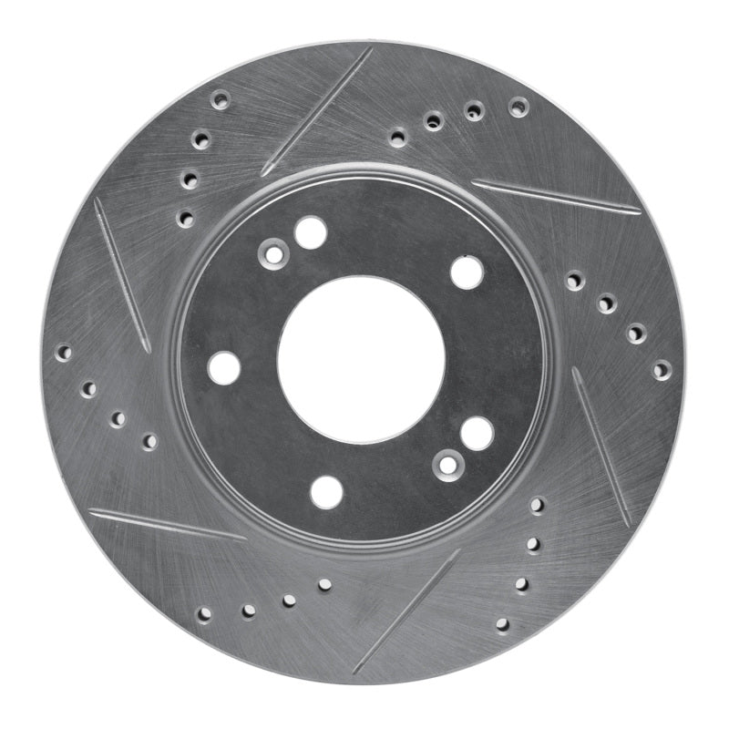R1 01-05 Hyundai SANTA FE Front Left Drilled & Slotted Silver Brake Rotor-Brake Rotors - Slot & Drilled-Grocery Getter Performance