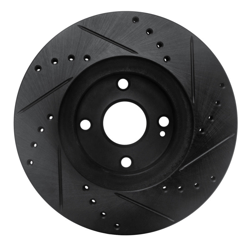 R1 01-05 Mazda Miata Front Left Drilled & Slotted Black Brake Rotor-Brake Rotors - Slot & Drilled-Grocery Getter Performance
