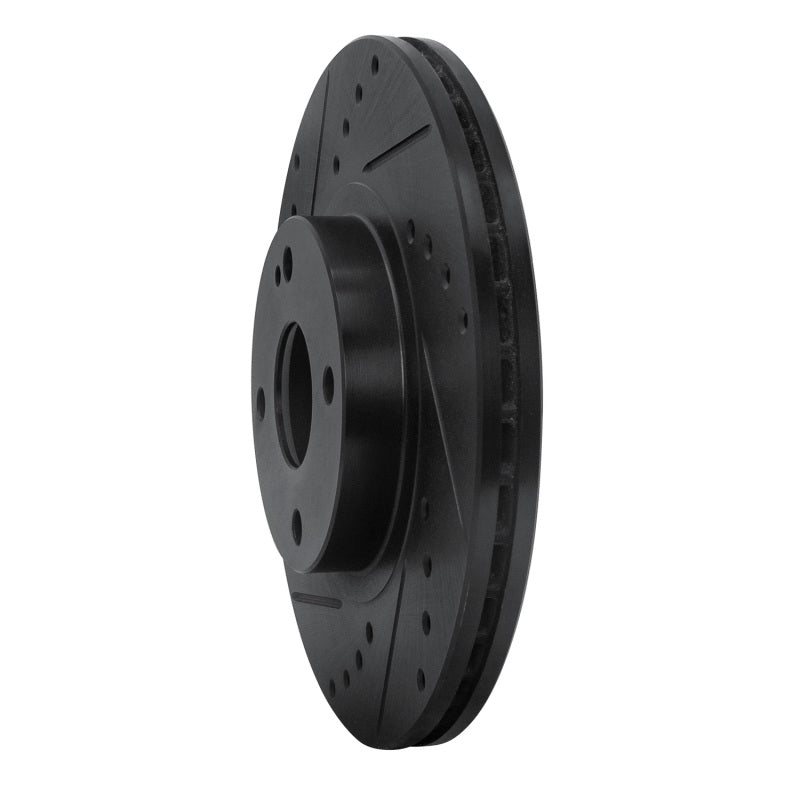 R1 01-05 Mazda Miata Front Left Drilled & Slotted Black Brake Rotor-Brake Rotors - Slot & Drilled-Grocery Getter Performance