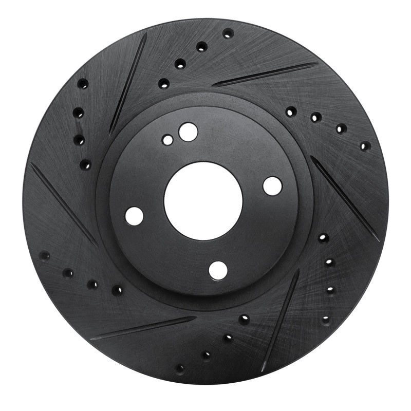 R1 01-05 Mazda Miata Front Left Drilled & Slotted Black Brake Rotor-Brake Rotors - Slot & Drilled-Grocery Getter Performance
