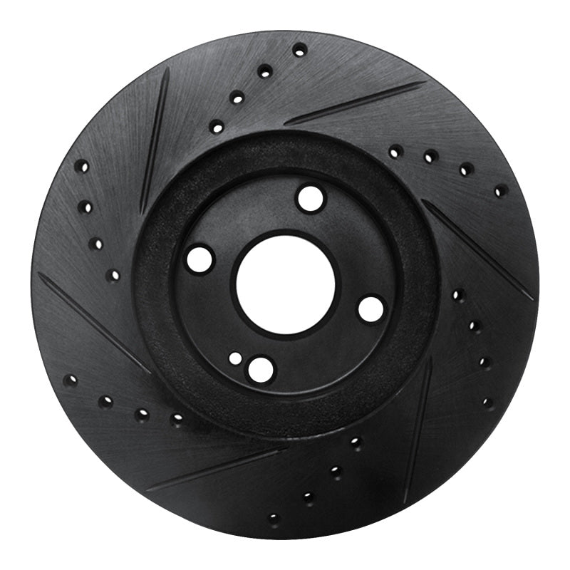 R1 01-05 Mazda Miata Front Right Drilled & Slotted Black Brake Rotor-Brake Rotors - Slot & Drilled-Grocery Getter Performance