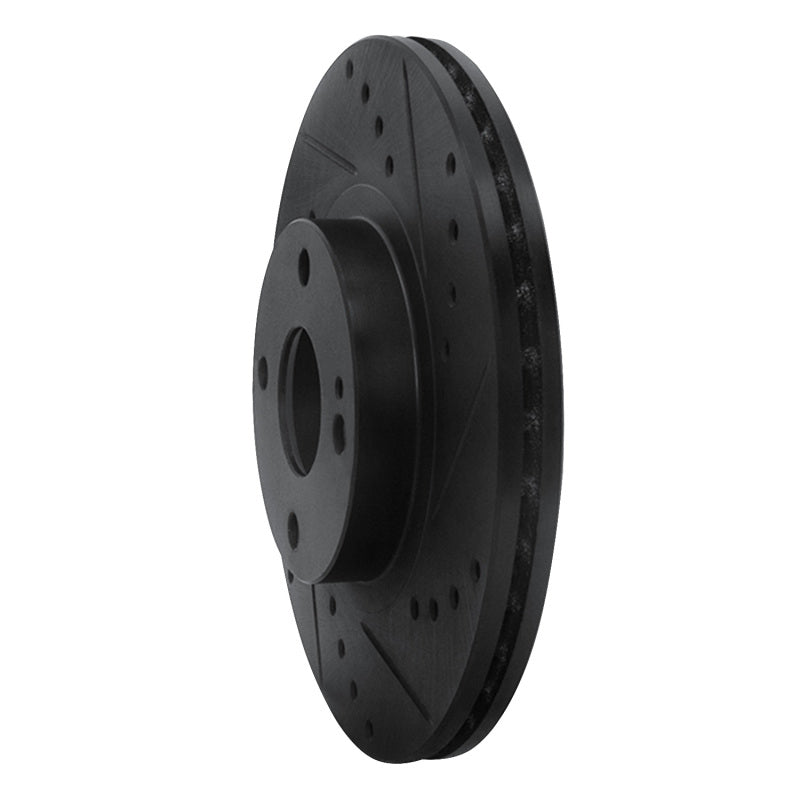 R1 01-05 Mazda Miata Front Right Drilled & Slotted Black Brake Rotor-Brake Rotors - Slot & Drilled-Grocery Getter Performance