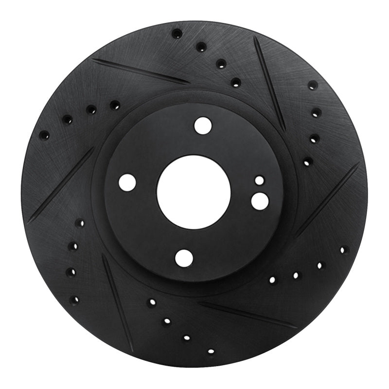 R1 01-05 Mazda Miata Front Right Drilled & Slotted Black Brake Rotor-Brake Rotors - Slot & Drilled-Grocery Getter Performance