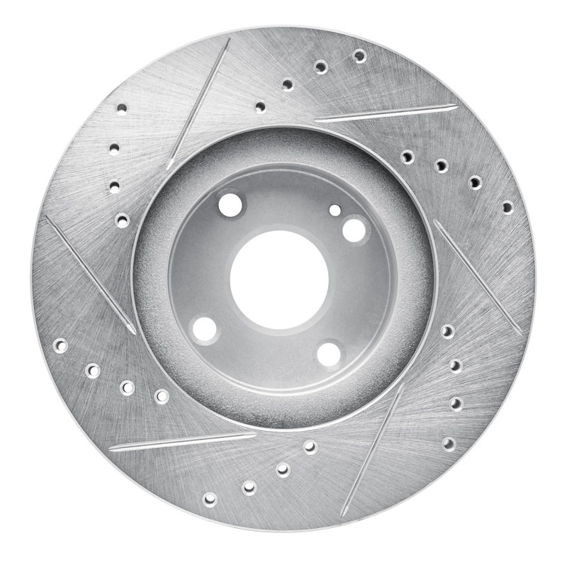 R1 01-05 Mazda Miata Front Right Drilled & Slotted Silver Brake Rotor-Brake Rotors - Slot & Drilled-Grocery Getter Performance