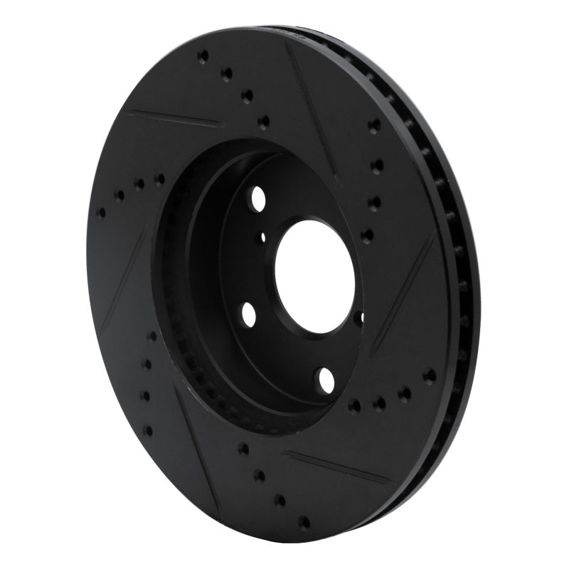 R1 01-05 Toyota RAV4 Front Left Drilled & Slotted Black Brake Rotor-Brake Rotors - Slot & Drilled-Grocery Getter Performance