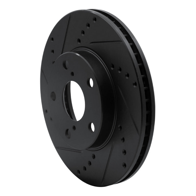 R1 01-05 Toyota RAV4 Front Left Drilled & Slotted Black Brake Rotor-Brake Rotors - Slot & Drilled-Grocery Getter Performance