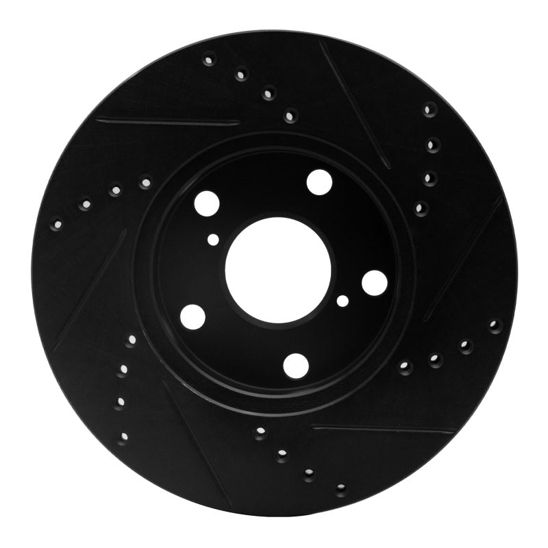 R1 01-05 Toyota RAV4 Front Left Drilled & Slotted Black Brake Rotor-Brake Rotors - Slot & Drilled-Grocery Getter Performance