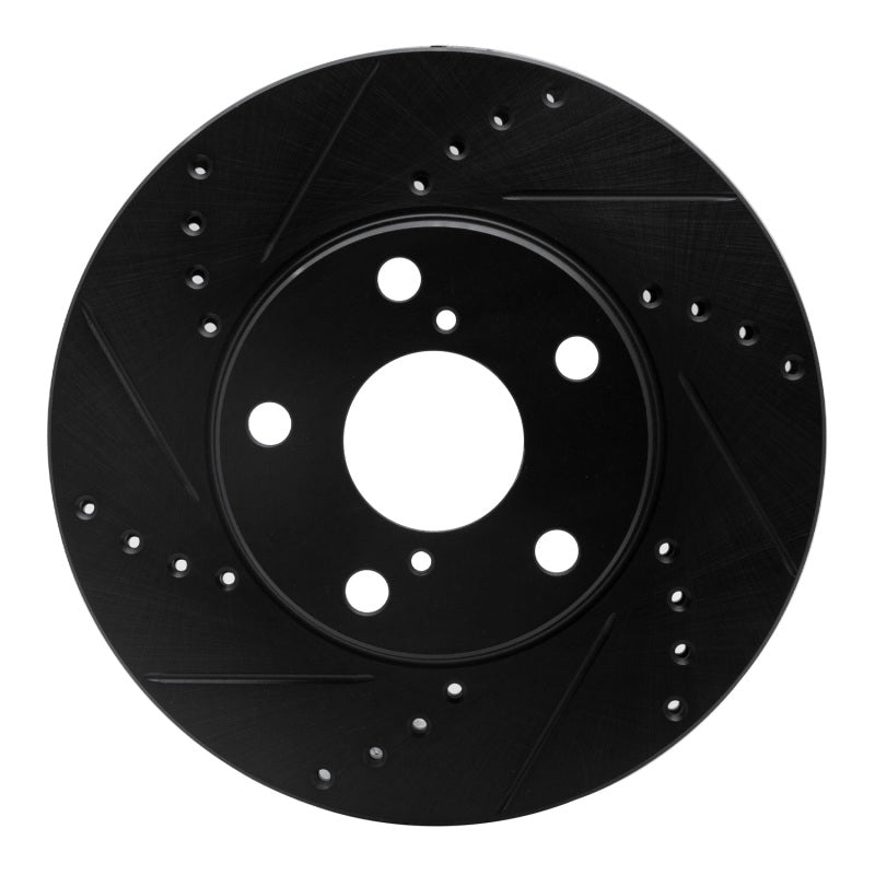 R1 01-05 Toyota RAV4 Front Left Drilled & Slotted Black Brake Rotor-Brake Rotors - Slot & Drilled-Grocery Getter Performance