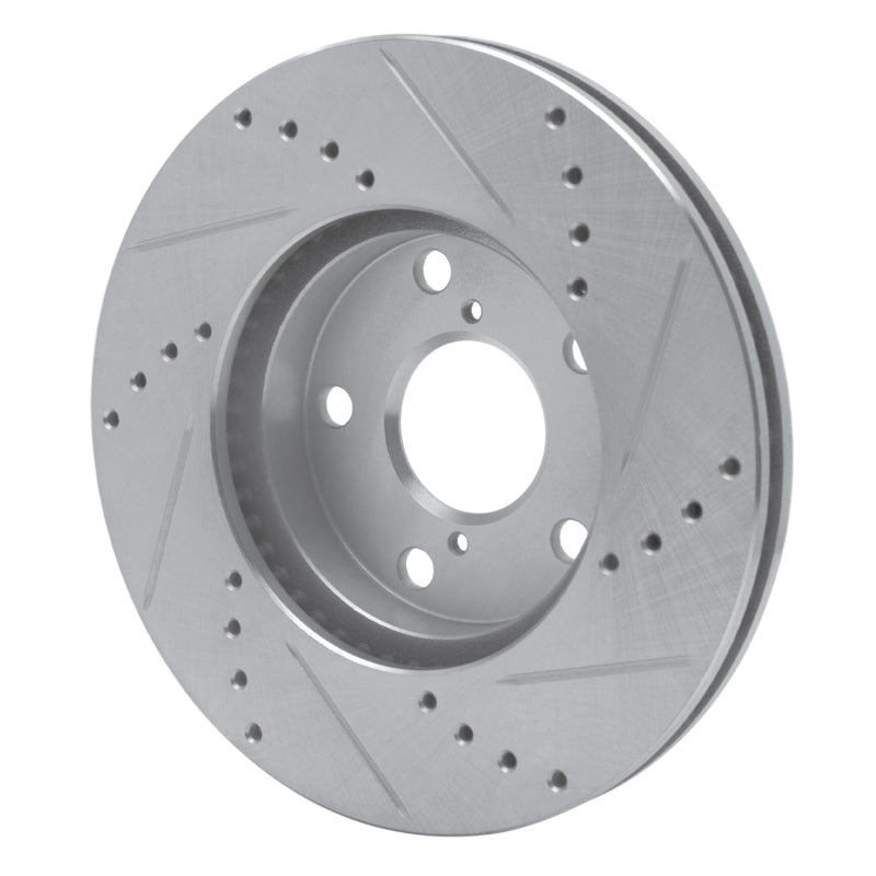 R1 01-05 Toyota RAV4 Front Left Drilled & Slotted Silver Brake Rotor-Brake Rotors - Slot & Drilled-Grocery Getter Performance