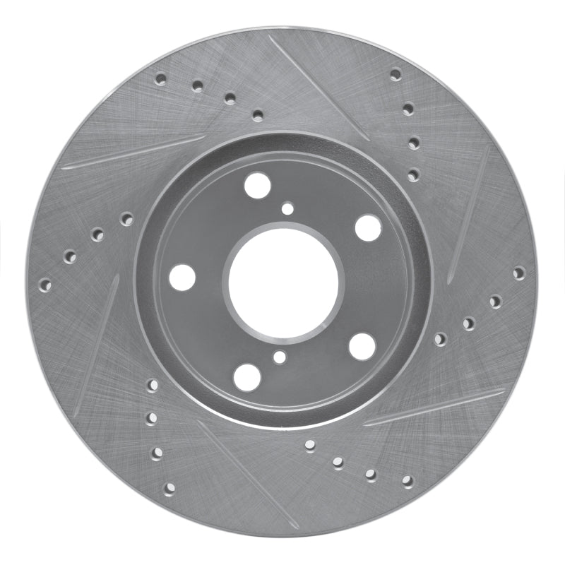 R1 01-05 Toyota RAV4 Front Left Drilled & Slotted Silver Brake Rotor-Brake Rotors - Slot & Drilled-Grocery Getter Performance