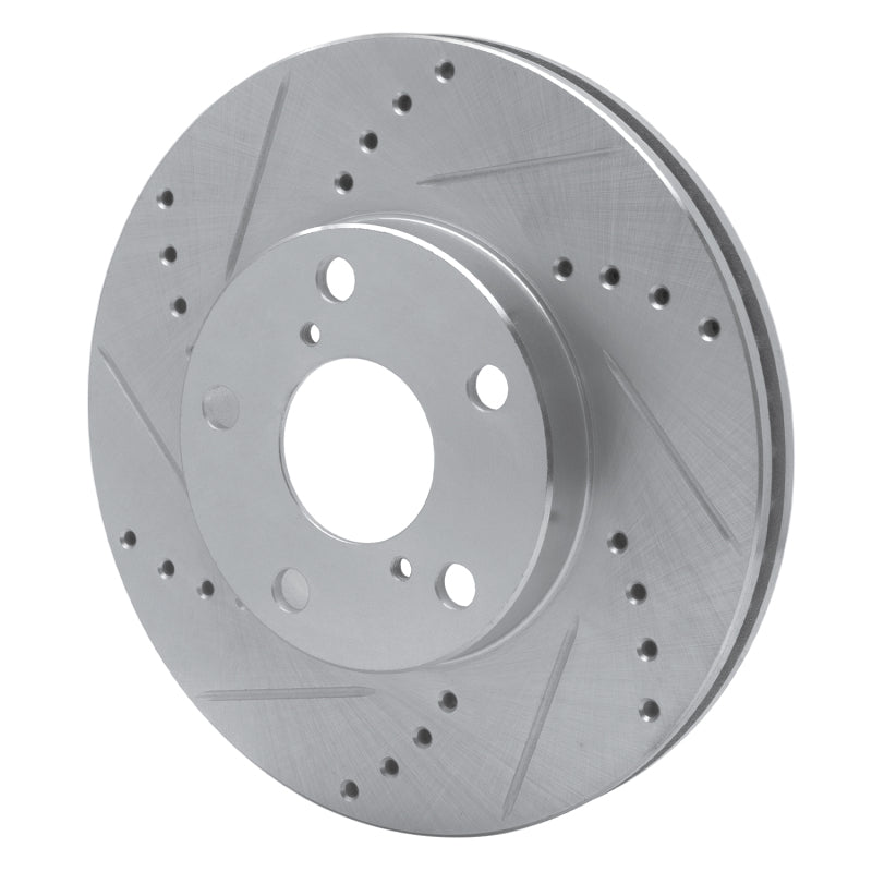 R1 01-05 Toyota RAV4 Front Left Drilled & Slotted Silver Brake Rotor-Brake Rotors - Slot & Drilled-Grocery Getter Performance