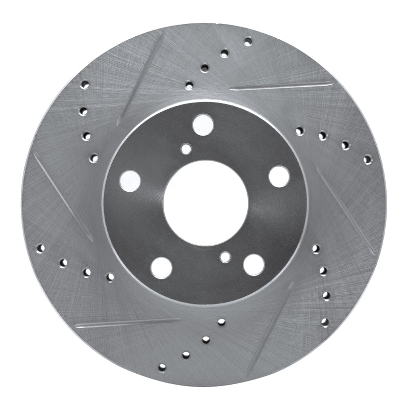 R1 01-05 Toyota RAV4 Front Left Drilled & Slotted Silver Brake Rotor-Brake Rotors - Slot & Drilled-Grocery Getter Performance