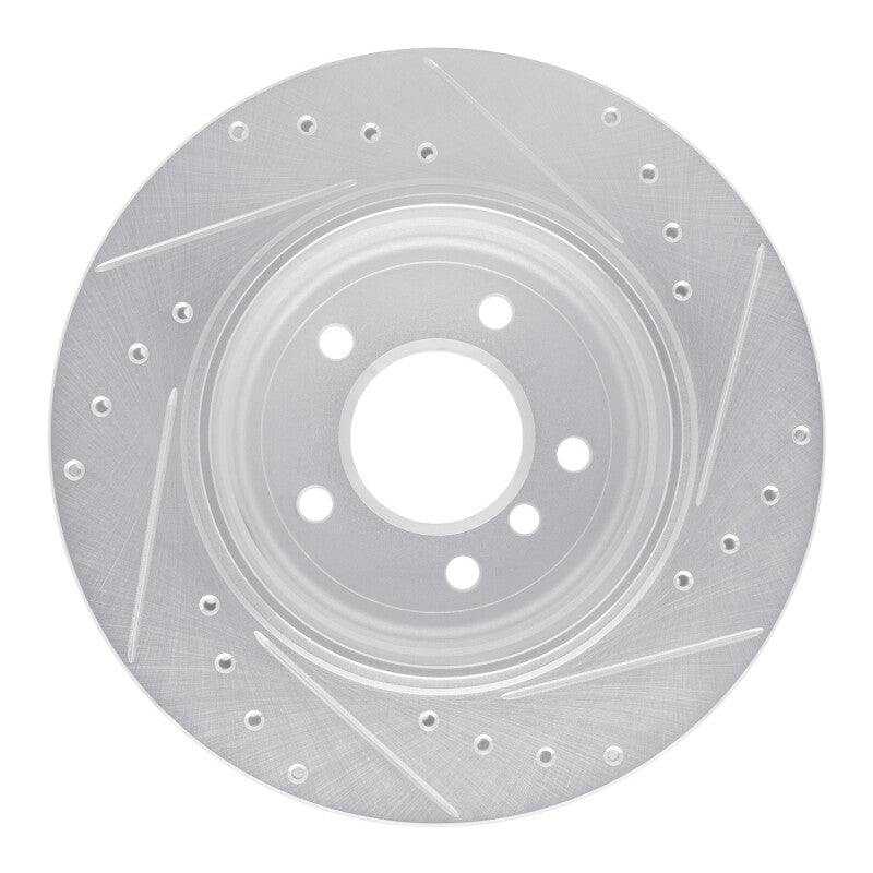R1 01-06 BMW 330CI Rear Left Drilled & Slotted Silver Brake Rotor-Brake Rotors - Slot & Drilled-Grocery Getter Performance