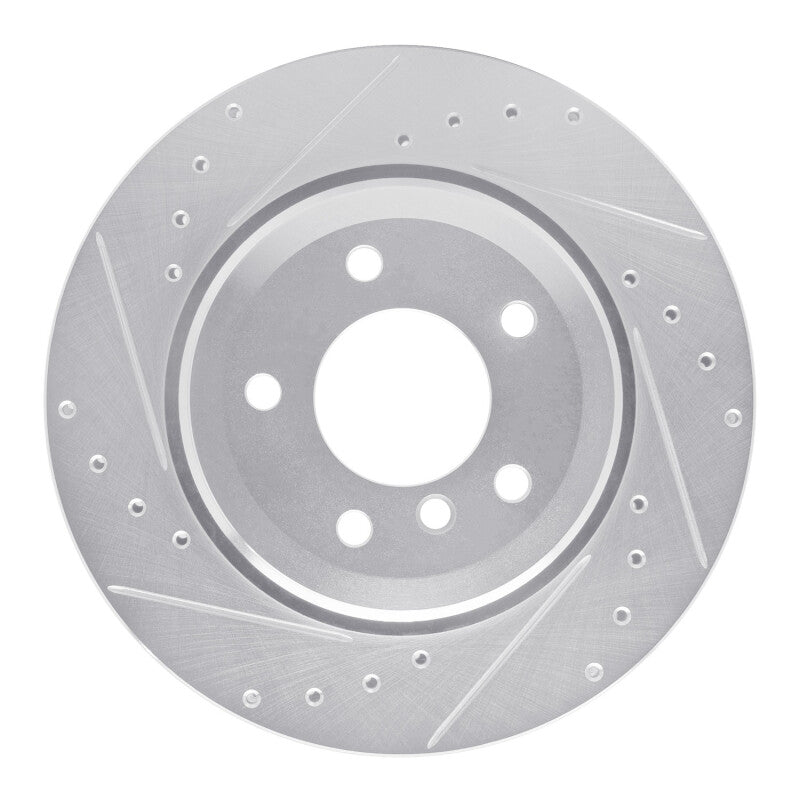 R1 01-06 BMW 330CI Rear Left Drilled & Slotted Silver Brake Rotor-Brake Rotors - Slot & Drilled-Grocery Getter Performance