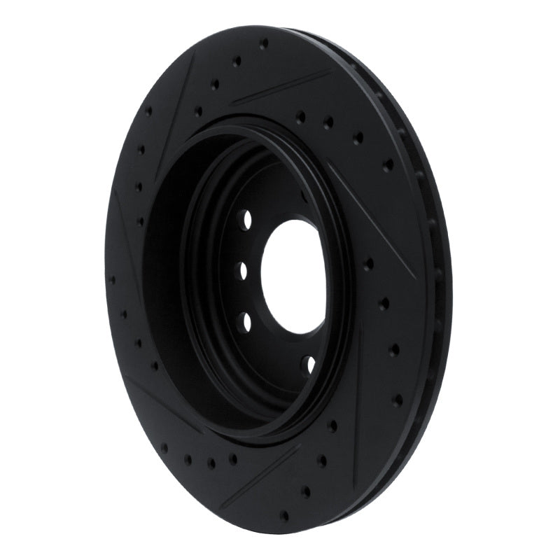 R1 01-06 BMW 330I Rear Right Drilled & Slotted Black Brake Rotor-Brake Rotors - Slot & Drilled-Grocery Getter Performance