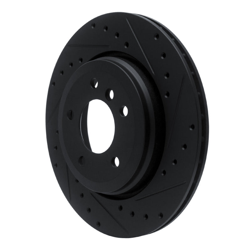 R1 01-06 BMW 330I Rear Right Drilled & Slotted Black Brake Rotor-Brake Rotors - Slot & Drilled-Grocery Getter Performance