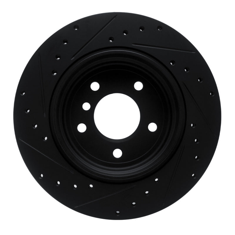 R1 01-06 BMW 330I Rear Right Drilled & Slotted Black Brake Rotor-Brake Rotors - Slot & Drilled-Grocery Getter Performance