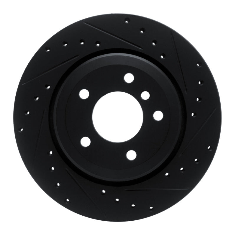 R1 01-06 BMW 330I Rear Right Drilled & Slotted Black Brake Rotor-Brake Rotors - Slot & Drilled-Grocery Getter Performance