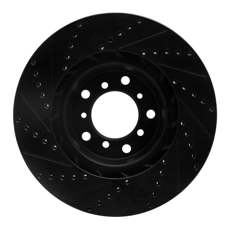 R1 01-06 BMW M3 Left Front Drilled & Slotted Black Brake Rotor-Brake Rotors - Slot & Drilled-Grocery Getter Performance
