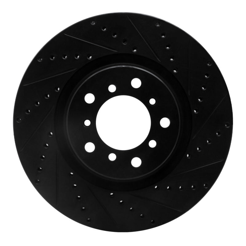 R1 01-06 BMW M3 Left Front Drilled & Slotted Black Brake Rotor-Brake Rotors - Slot & Drilled-Grocery Getter Performance