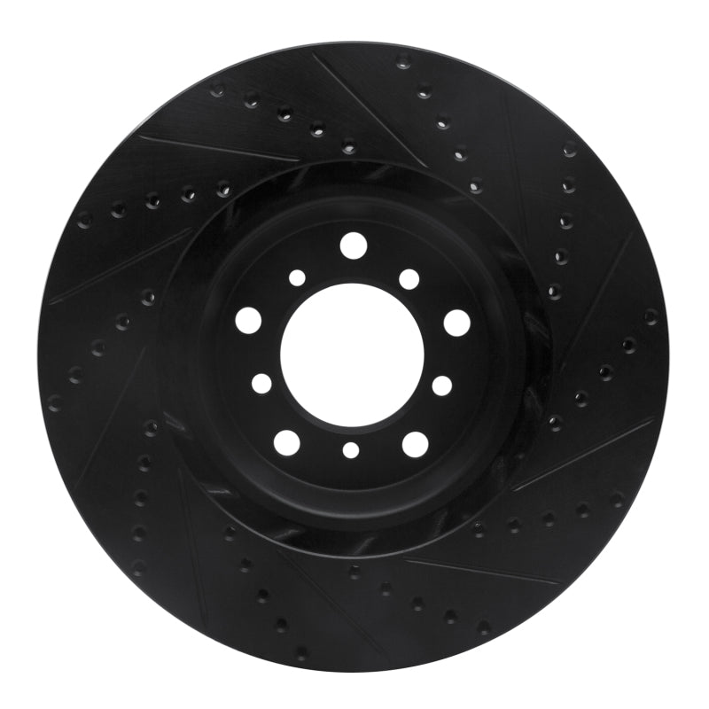 R1 01-06 BMW M3 Right Front Drilled & Slotted Black Brake Rotor-Brake Rotors - Slot & Drilled-Grocery Getter Performance