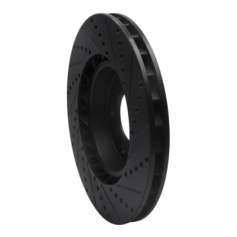 R1 01-06 BMW M3 Right Front Drilled & Slotted Black Brake Rotor-Brake Rotors - Slot & Drilled-Grocery Getter Performance