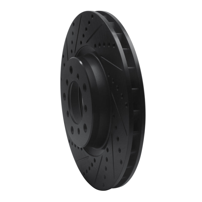 R1 01-06 BMW M3 Right Front Drilled & Slotted Black Brake Rotor-Brake Rotors - Slot & Drilled-Grocery Getter Performance