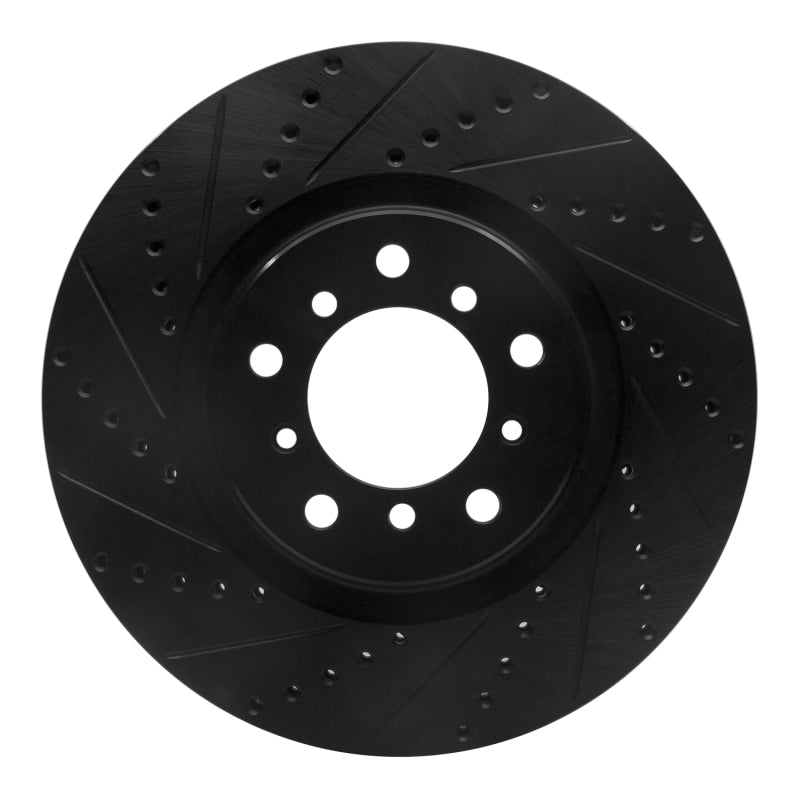 R1 01-06 BMW M3 Right Front Drilled & Slotted Black Brake Rotor-Brake Rotors - Slot & Drilled-Grocery Getter Performance