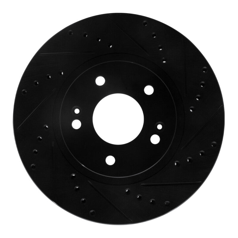 R1 01-06 Hyundai Santa Fe Front Right Drilled & Slotted Black Brake Rotor-Brake Rotors - Slot & Drilled-Grocery Getter Performance