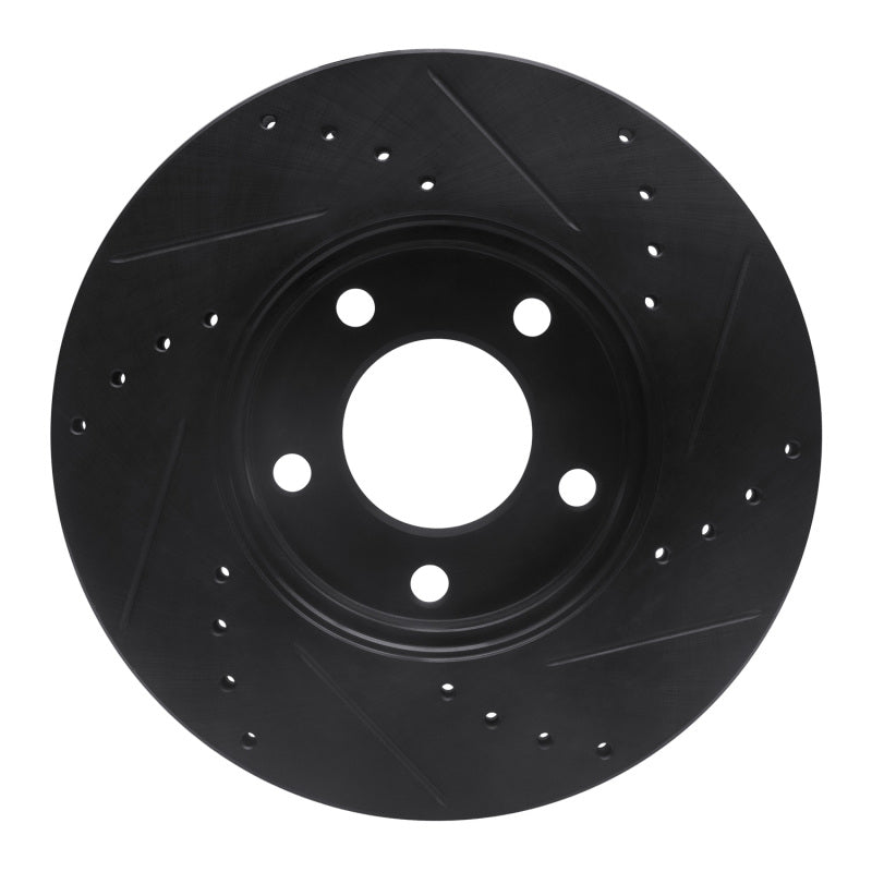 R1 01-07 Ford Escape Front Left Drilled & Slotted Black Brake Rotor-Brake Rotors - Slot & Drilled-Grocery Getter Performance