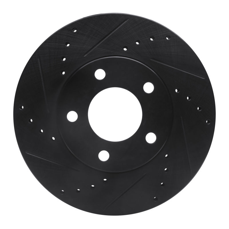 R1 01-07 Ford Escape Front Left Drilled & Slotted Black Brake Rotor-Brake Rotors - Slot & Drilled-Grocery Getter Performance