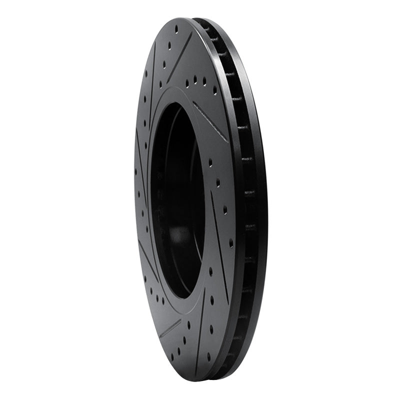 R1 01-08 BMW 330I Front Right Drilled & Slotted Black Brake Rotor-Brake Rotors - Slot & Drilled-Grocery Getter Performance