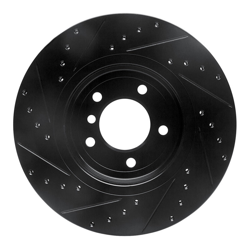 R1 01-08 BMW 330I Front Right Drilled & Slotted Black Brake Rotor-Brake Rotors - Slot & Drilled-Grocery Getter Performance