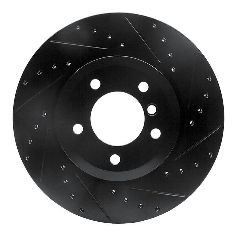R1 01-08 BMW 330I Front Right Drilled & Slotted Black Brake Rotor-Brake Rotors - Slot & Drilled-Grocery Getter Performance