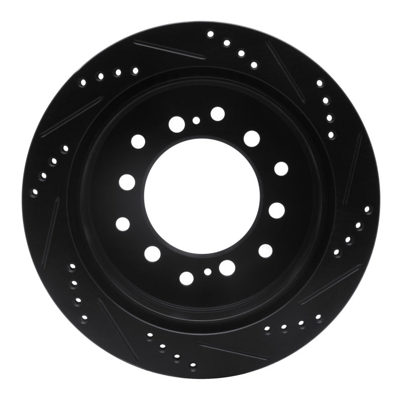 R1 01-09 Lexus GX470 Rear Left Drilled & Slotted Black Brake Rotor-Brake Rotors - Slot & Drilled-Grocery Getter Performance