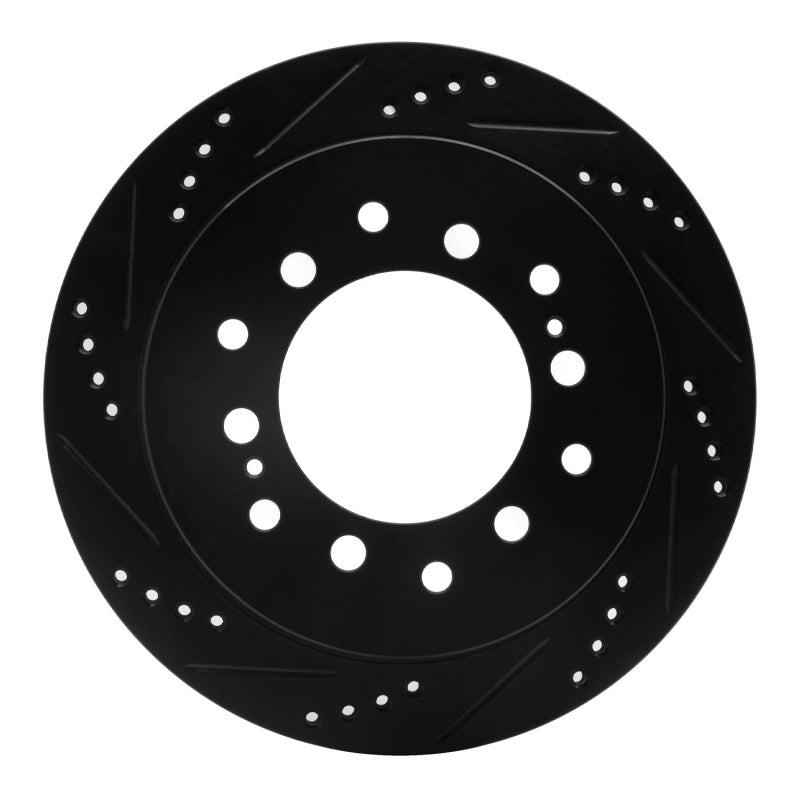 R1 01-09 Lexus GX470 Rear Left Drilled & Slotted Black Brake Rotor-Brake Rotors - Slot & Drilled-Grocery Getter Performance