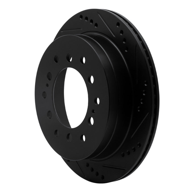 R1 01-09 Lexus GX470 Rear Right Drilled & Slotted Black Brake Rotor-Brake Rotors - Slot & Drilled-Grocery Getter Performance