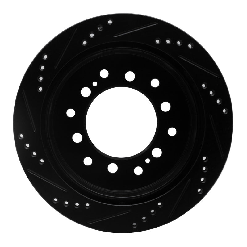 R1 01-09 Lexus GX470 Rear Right Drilled & Slotted Black Brake Rotor-Brake Rotors - Slot & Drilled-Grocery Getter Performance
