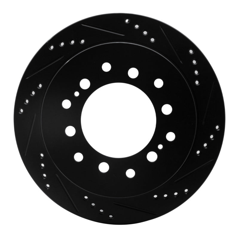 R1 01-09 Lexus GX470 Rear Right Drilled & Slotted Black Brake Rotor-Brake Rotors - Slot & Drilled-Grocery Getter Performance
